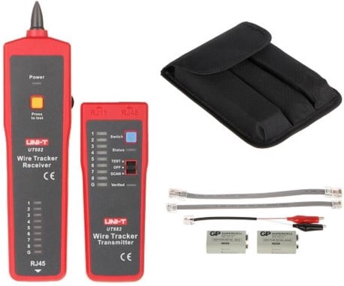 UNI-T UT682 kabelzoeker en kabeltester voor netwerkkabel, coax, telefoonkabel en voedingskabels door de isolatie