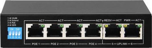 Safire switch 4 PoE poorten en 2 uplink poorten
