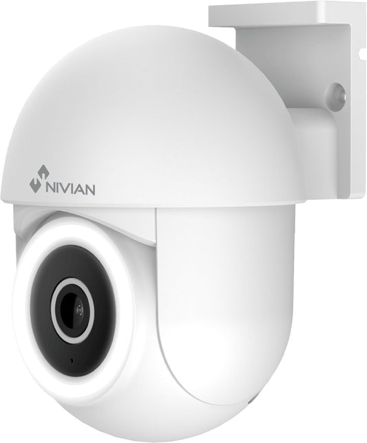 Nivian IPC-0S4-L-MINI Full HD 4MP witte Wi-Fi mini PT full color camera voor buiten met IR nachtzicht, auto tracking, microSD en 2-weg audio op Tuya app